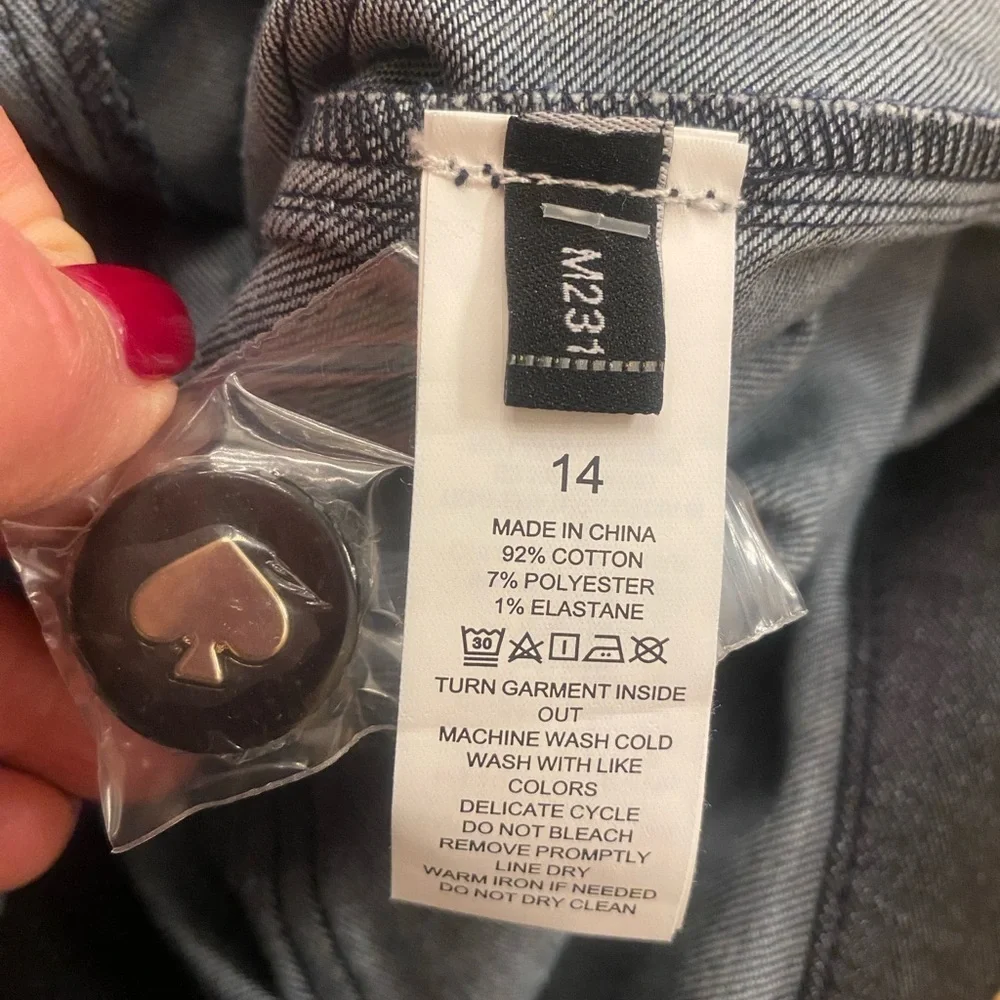 Kate Spade Women’s Cuffed Cropped Coullotte Blue Jeans New Size 14 defaced